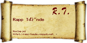 Rapp Tünde névjegykártya