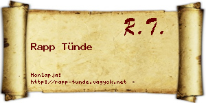 Rapp Tünde névjegykártya